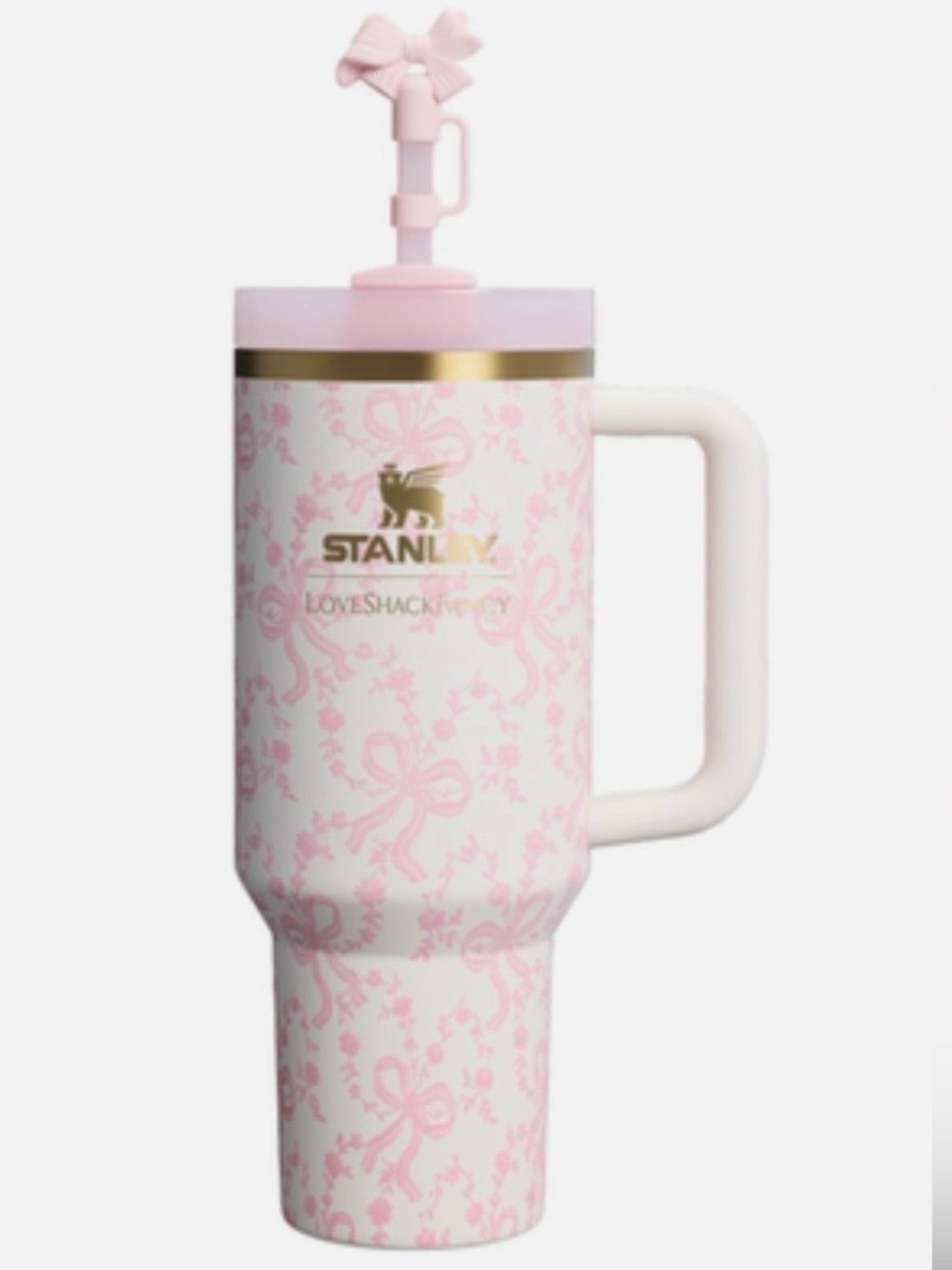Stanley White and Pink Floral Insulated Travel Mug with Handle 40 OZ